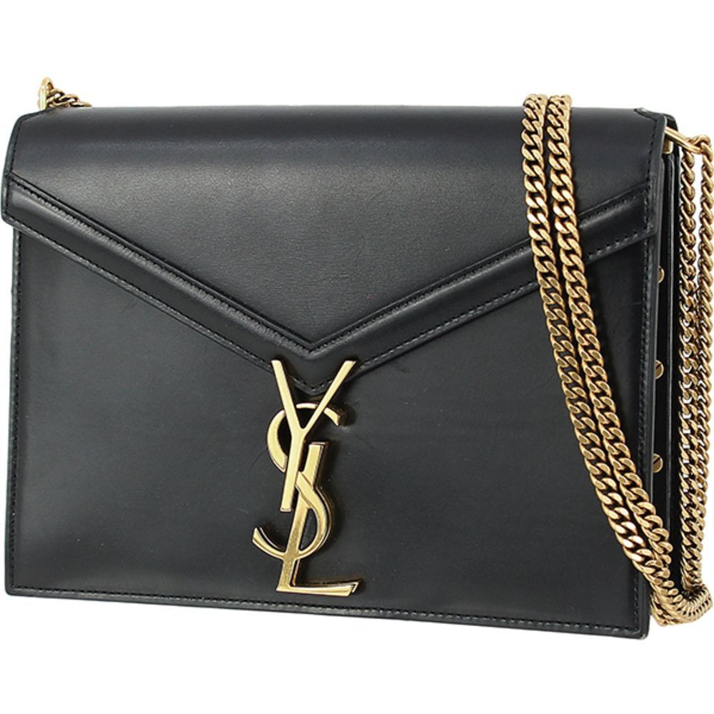 Chain  Monogram YSL Calf Leather Black Pochette Mini Bag